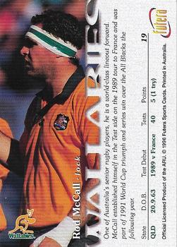 1996 Futera Rugby Union #19 Rod McCall Back